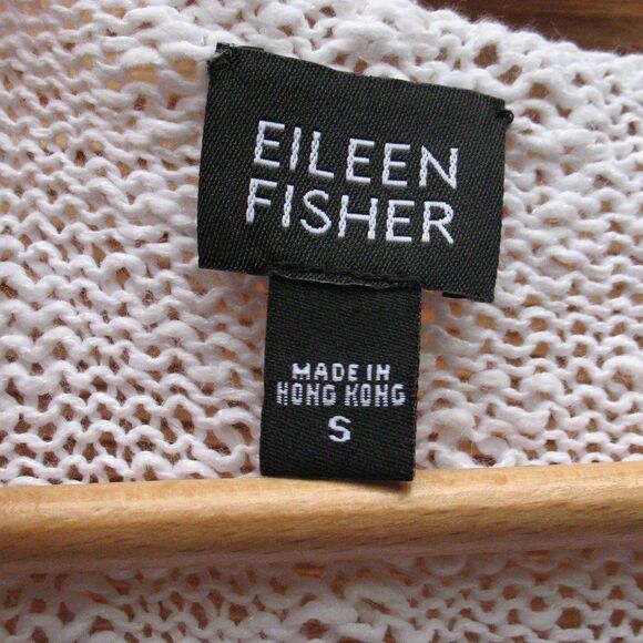 Eileen Fisher White Crochet Knit Cotton Blend Sweater - Picture 7 of 7